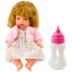 Babypuppe mit Babyflasche, Kleid, Puderrosa, Geräusche, 30 cm