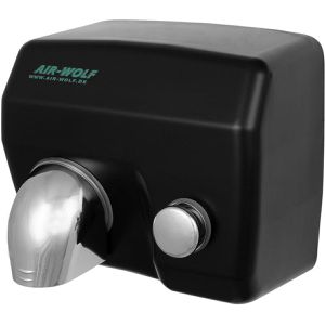 Air-Wolf Händetrockner Serie E, 10-331, Warmluft, schwarz, mit Druckknopf, halbautomatisch, 2250 Watt, aus Metall
