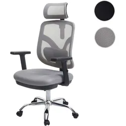 Bürostuhl HWC-J92, Schreibtischstuhl, ergonomisch, verstellbare Lordosenstütze und Armlehne ~ grau