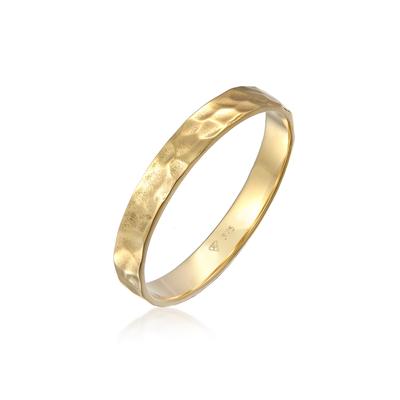 Silberring KUZZOI "Ring Bandring Herrenring Gehämmert 375er Gelbgold" Gr. 66, gold, Fingerringe, Herren, 66, Gelbgold 375, Silberring