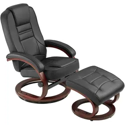 tectake TV Fernsehsessel mit Hocker Modell 2  Schwarz/Braun