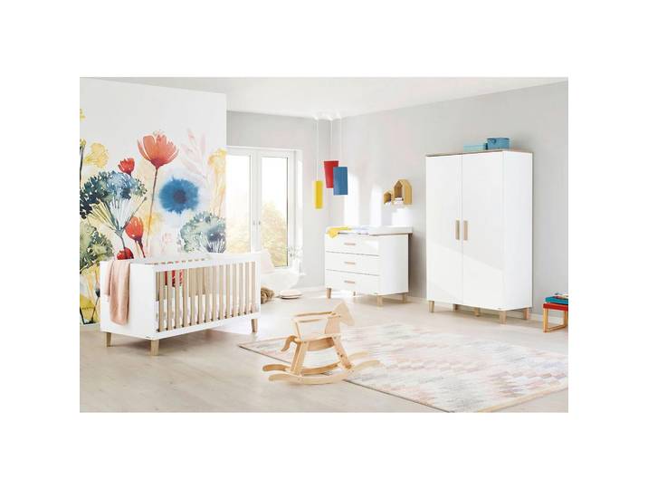 Babyzimmer 3-teilig. weiß/Natur