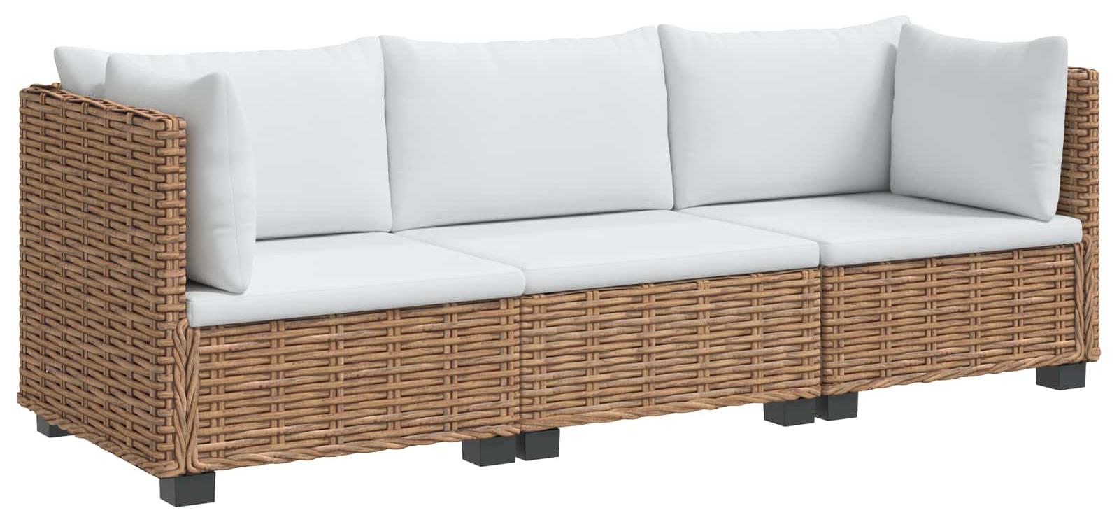 vidaXL 3 Stk. Rattan-Lounge-Set mit Kissen GENDT Naturrattan Natur