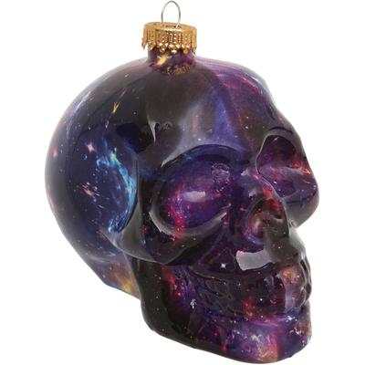 Christbaumschmuck KREBS GLAS LAUSCHA "Totenkopf Universum", bunt (mehrfarbig), B:7cm H:9cm T:8cm Ø:9cm, Glas, Weihnachtsbaumschmuck, Glas, 1 Stück