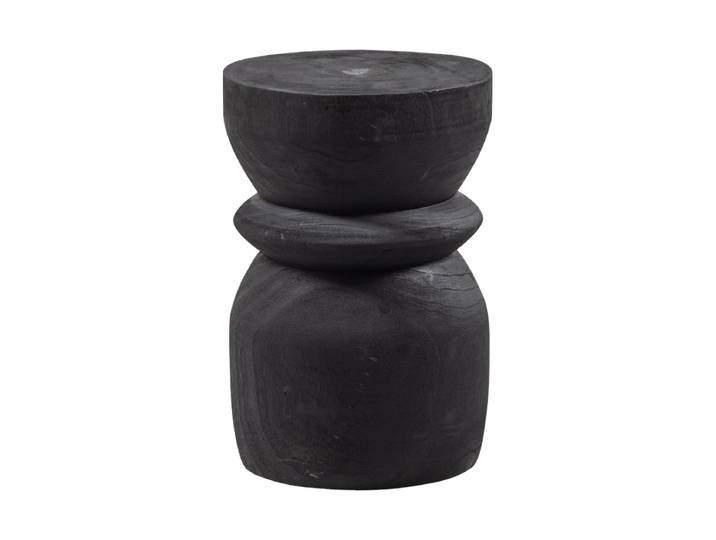 Massiver Design Beistelltisch & Hocker „Bikkel“ Schwarz De Eekhoorn