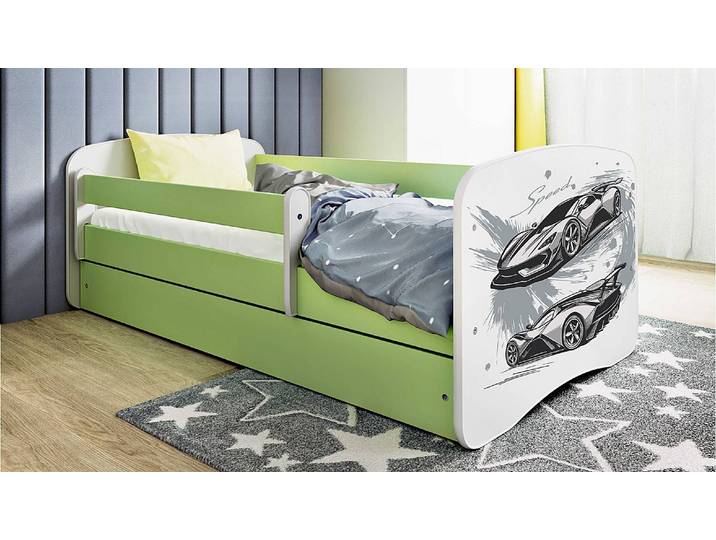 Einzelbett - Auto 70 x 140cm mit Lattenrost Grün/Hellgrün