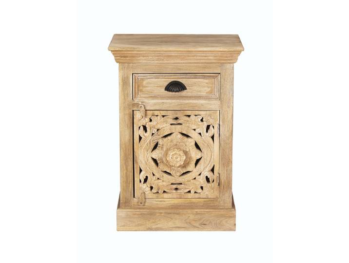 Kommode, Massivholz Mangoholz, Beige, 50×35×72 cm, Mit 2 Türen, Klassisch & Modern, SIT-Möbel