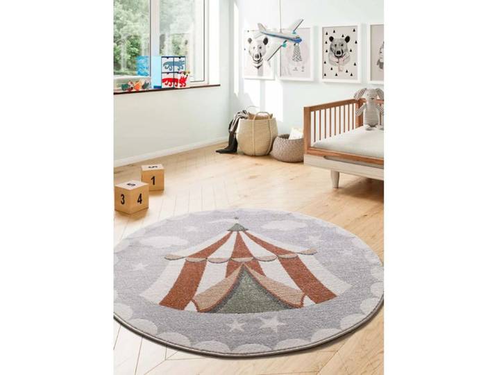Tapis ATTICGO enfant cirque diam.120 cm BEATS 40486 gris