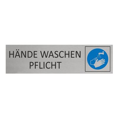CombiCraft Aluminium Türschild Hände waschen – Pflicht 165x45mm mit 3M-Tape