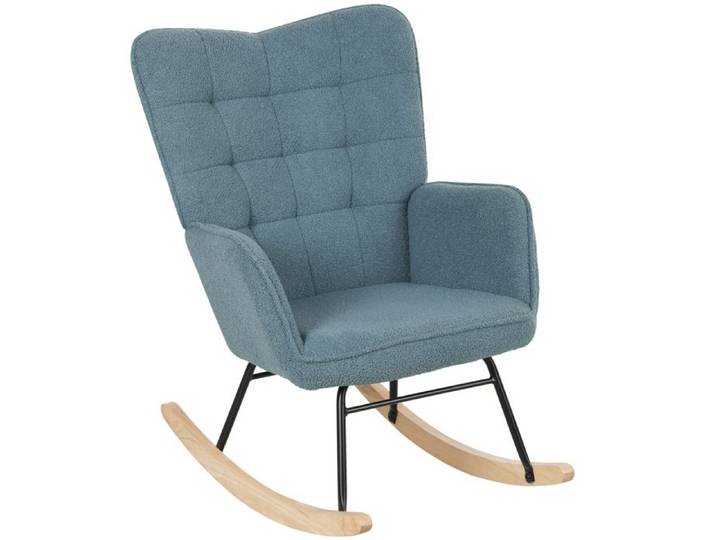 Neuf Fauteuil à bascule Homcom fauteuil avec revêtement en tissu imitation laine berbère accoudoirs fauteuil rembourré