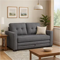 HTI-Living, Sofa + Bettsofa, Zweisitzer mit Schlaffunktion Dunkelgrau Azaria (2-Sitzer)