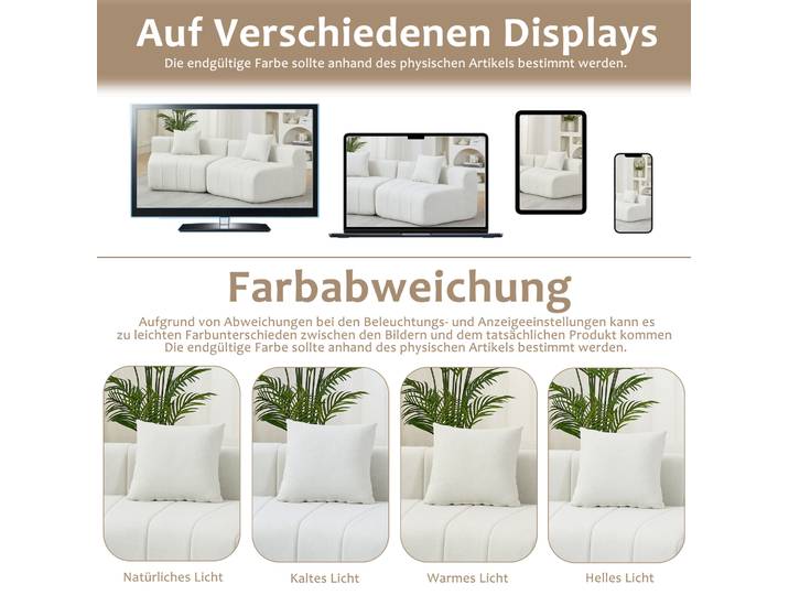 Canapé Modulable Courbé En Chenille Beige\, Gain De Place Pour Salon\, Chambre\, Bureau Floragrace
