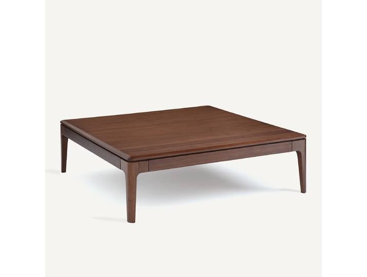 AM.PM Table basse carrée, en noyer massif et plaqué, 2 tiroirs, SANARA Marron Noyer