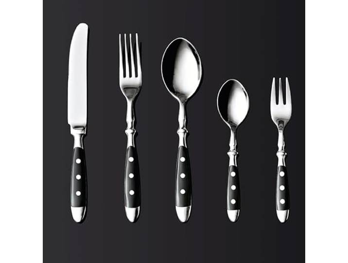 60x Besteckset mit Kunststoffgriff schwarz, Bistro, Chromstahl 18/0, je 12 Teile