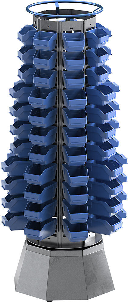 kaiserkraft Drehständer mit 88 Sichtlagerkästen, HxBxT 1666 x 626 x 626 mm, 11 Etagen