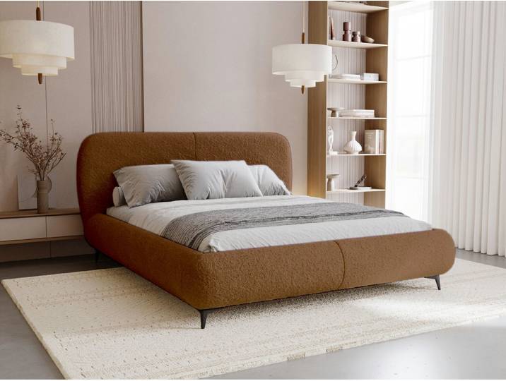 Compleo Polsterbett mit gepolstertem Kopf- & Fußteil, Bett mit Bettkasten Japandi-Stil