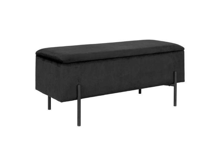 BLAIRE - Banc-Coffre Velours Noir Pieds Métal