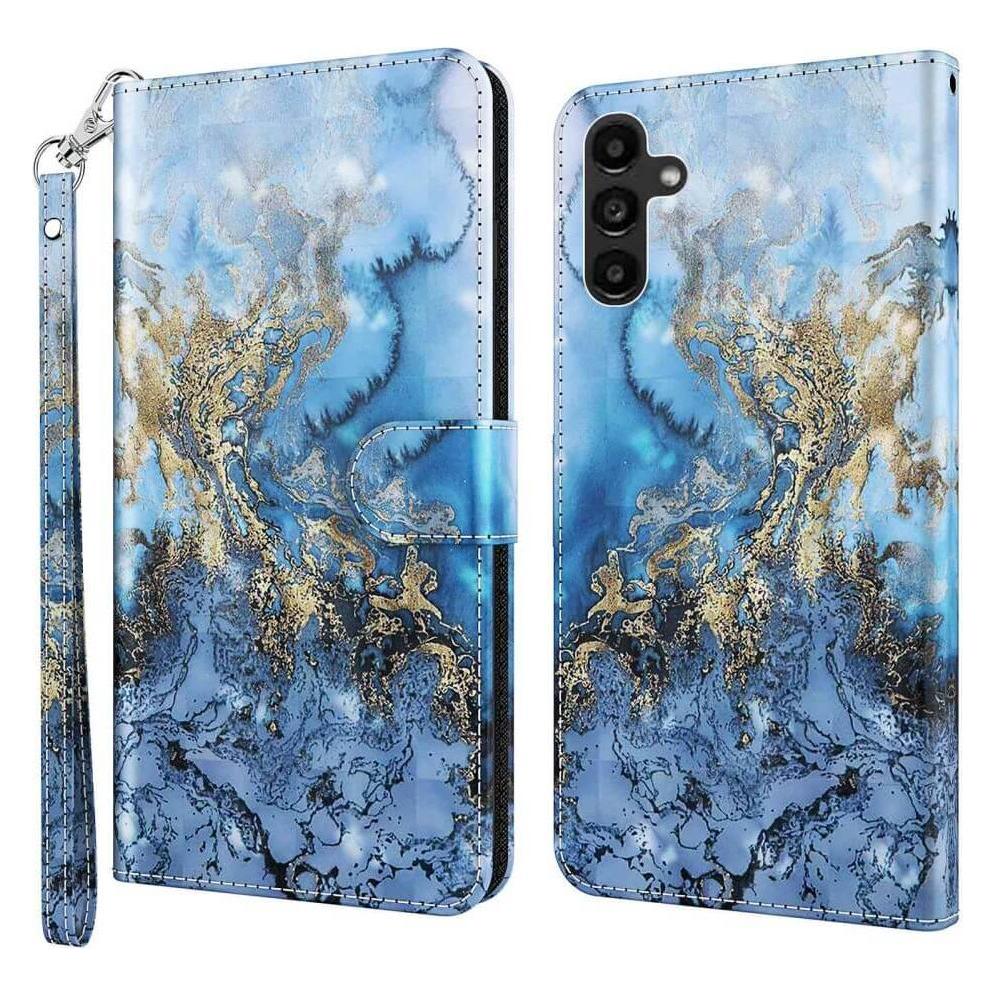 Cover-Discount Galaxy A14 - Etui Glitzer Effekt Marble blue (Samsung Galaxy A14) (660116056F)