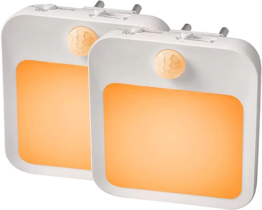 INF Bewegungsmelder-Nachtlicht 2er-Pack EU-Stecker 0.6W – Stufenlose Dimmung, 3 Modi Warm 2700-3000K Orange