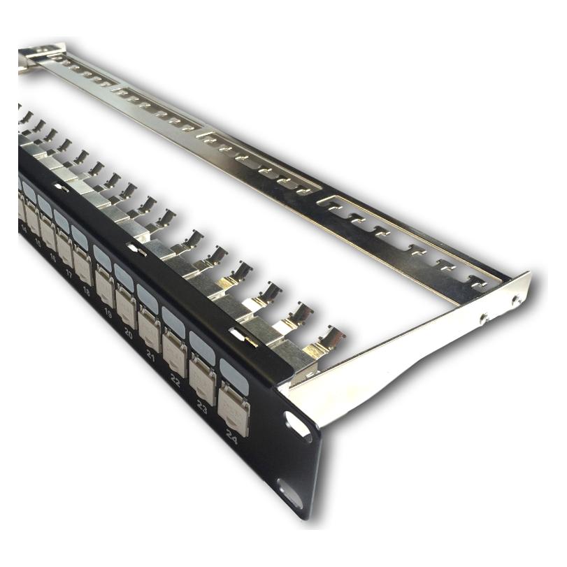 Fiskars DATACOM Patch panel 19" STP 24 port CAT6A 1U Äerný, vyvaz.lišta, beznástrojový (3132)
