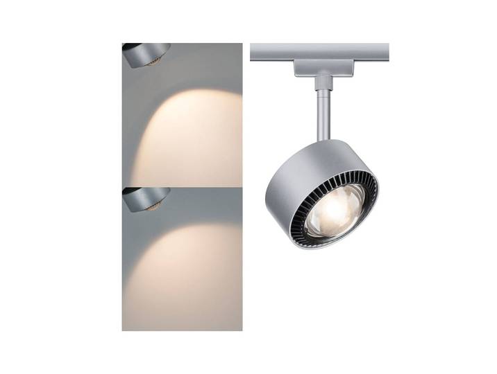 Paulmann LED-Spot Aldan URail 2.700K chrom matt Aldan, dimmbar, alu / grau / zink, für Wohn- / Esszimmer, Metall, Modern