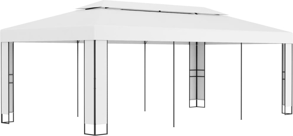 Pavillon mit Doppeldach 3 x 6 m Weiß