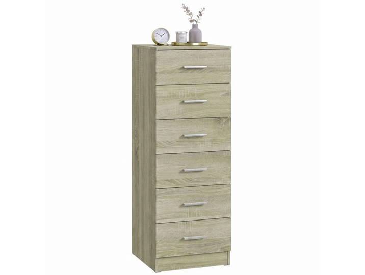 Commode - HOMCOM - 6 tiroirs - style moderne - pour chambre à coucher entrée couloir - bois - 40x40x110cm - chêne