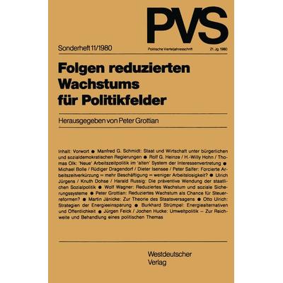 Folgen reduzierten Wachstums für Politikfelder, Taschenbuch von , VS Verlag für Sozialwissenschaften, 978-3-531-11535-1