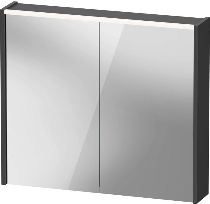 Duravit D-Code Spiegelschrank Verspiegelt DC7106049490000 800x700x148, Graphit Matt, Steckdose, LED Beleuchtung
