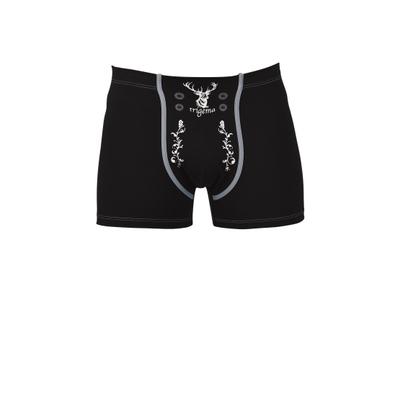 Boxer TRIGEMA "TRIGEMA Pants mit Hirsch", Herren, Gr. S, 1 Stk., schwarz, 95% Baumwolle, 5% Elasthan, Unterhosen Unterhose Boxershort Unterwäsche