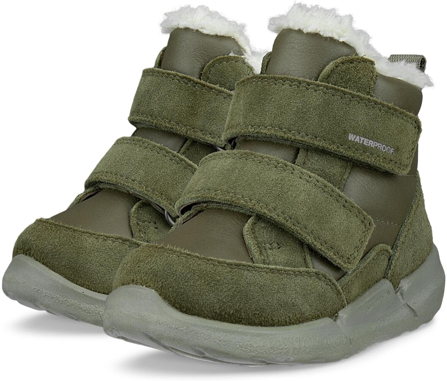 Klettstiefel ECCO "ECCO BIOM 2.2 INFANT", Mädchen, Gr. 24, Warmfutter, khaki, Leder, Schuhe Klettstiefel, Winterboots, Winterstiefel mit waterproof-Ausstattung khaki 24, Warmfutter