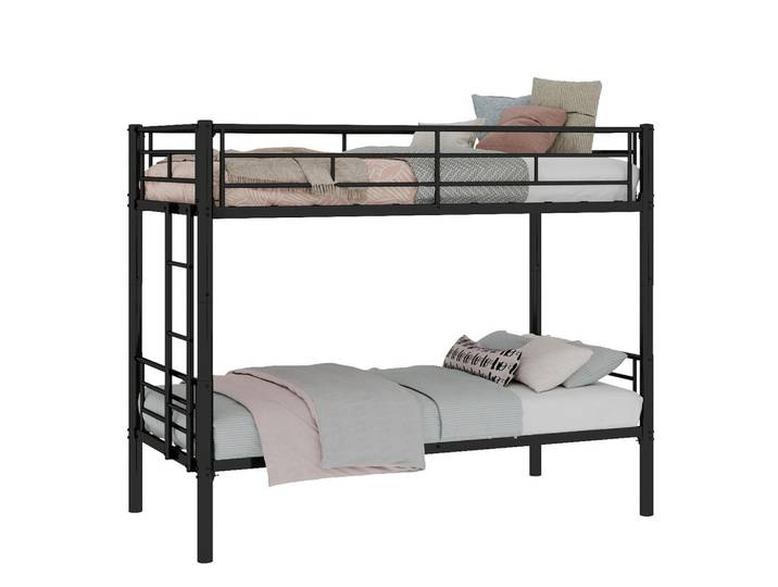 Evryae Etagenbett 90/190 mit Trennfunktion, Leiter und Geländern in Schwarz, 90x190 cm, Babymöbel & Kindermöbel, Kinderzimmer & Jugendzimmer, Stockbetten