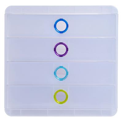 Exacompta 314399D CHROMALINE Schubladenbox mit 4 Schubfächern, POP-BOX, für Dokumente A4+ - Farben sortiert