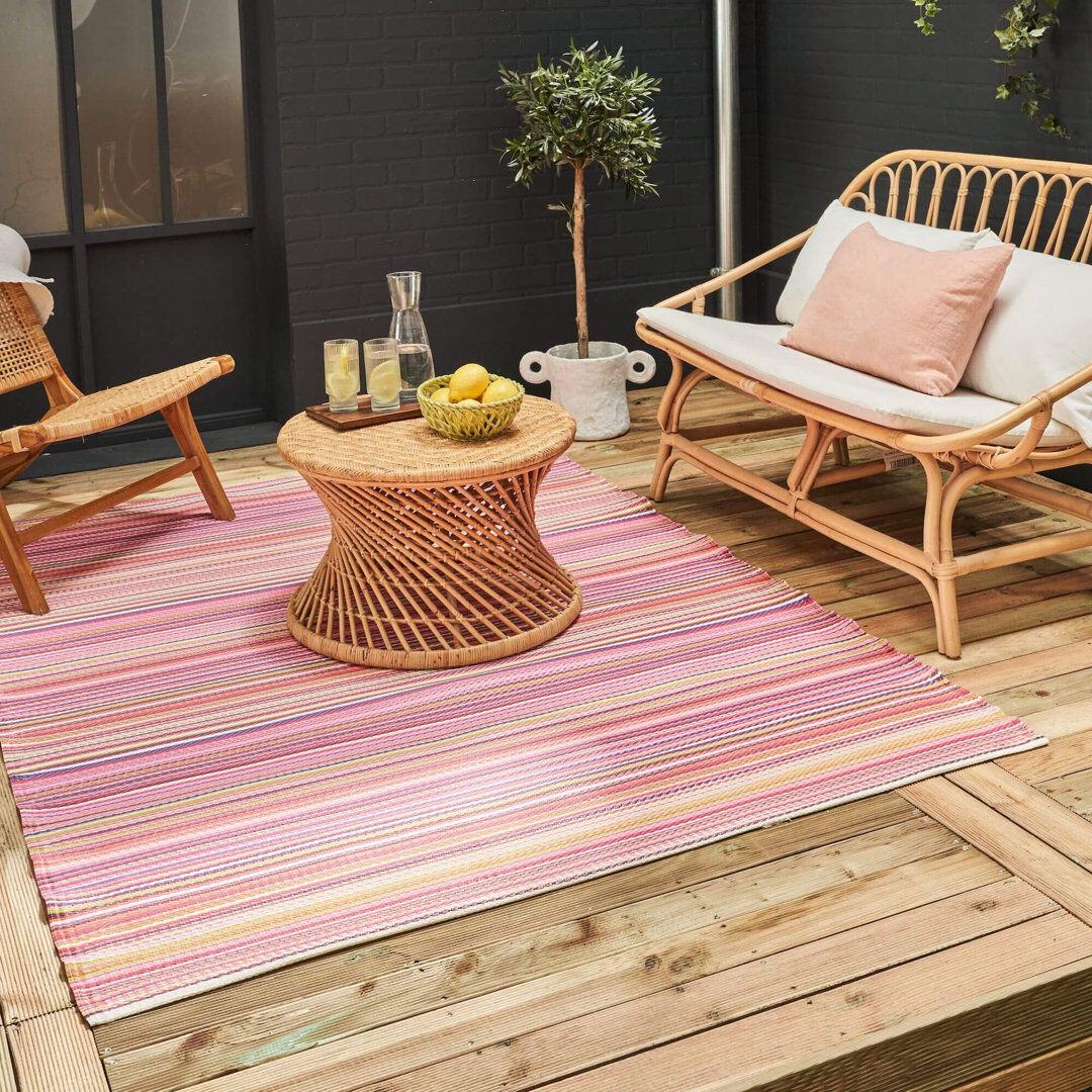 THE RUGS Rainbow Collection Outdoor Rug Striped Design in Pink Pink Rectangle 180 x 270 cm