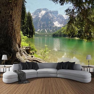 Berg Fluss Natur Landschaft hängen Wandteppich Kunst große Wandteppich Wandbild Dekor Fotografie Hintergrund Decke Vorhang Haus Schlafzimmer Wohnzimmer Dekoration Wandtuch XXL Natur
