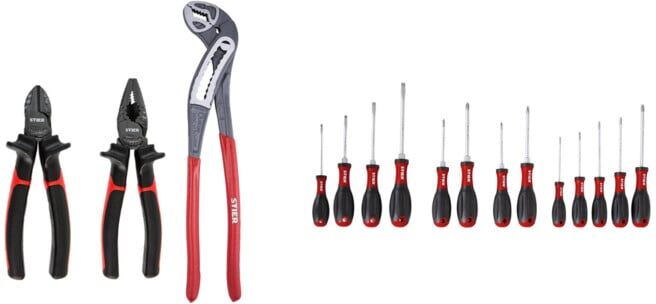 Set STIER Zangensatz Universal 3-teilig + STIER Schraubendreher-Satz Big Pack 13-teilig
