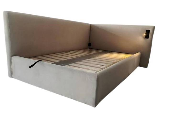 JVmoebel Polsterbett Beiges Polsterbett mit LED-Beleuchtung und elegantem Kopfteil, Made in Europe
