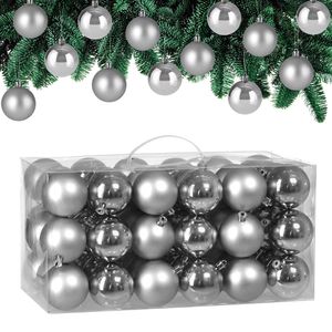 Deuba Weihnachtskugeln 102107, silber, Kunststoff, Set mit 54 Kugeln