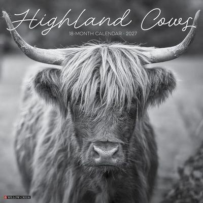 Highland Cows B&w 12 X 12 Wall Calendar
