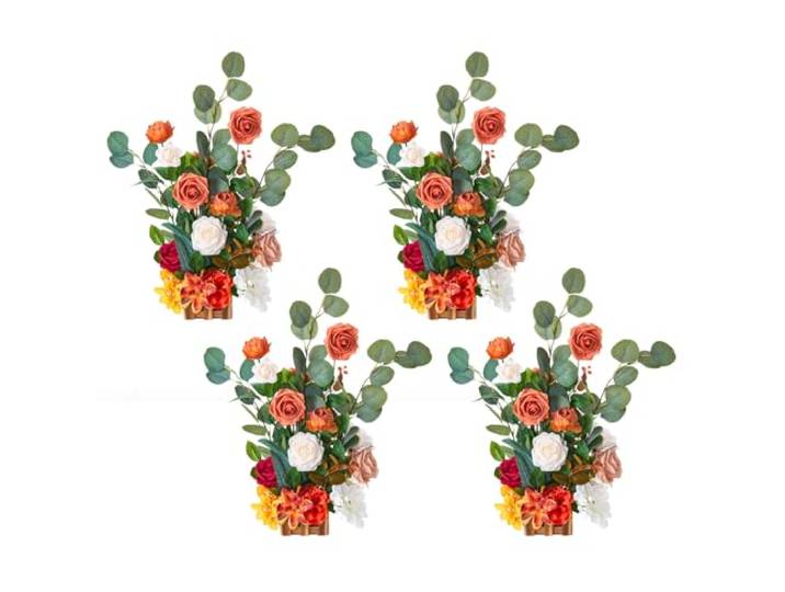 VEVOR Composition Florale Artificielle Autoportante\, Lot de 4\, Fleurs Artificielles pour Décoration d'Allée de Mariage\, Centre de Table\, Cérémonie\, Réception\, Fête\, Décoration Extérieure\, 45x25x25 cm