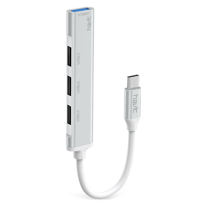 Havit USB HUB HB41 USB-C 1x USB 3.0 3xUSB 2.0 silber (USB-C, 4 Ports) (HB41)