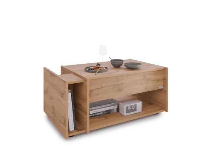 MOBILI FIVER, Höhenverstellbarer Couchtisch Romina, Rustikale Eiche, Made In Italy