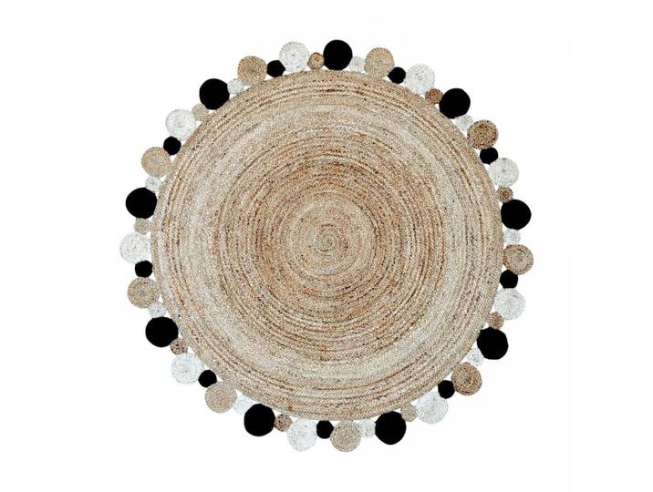 Tapis rond en jute, tapis artisanal tissé à la main, beige ø120cm