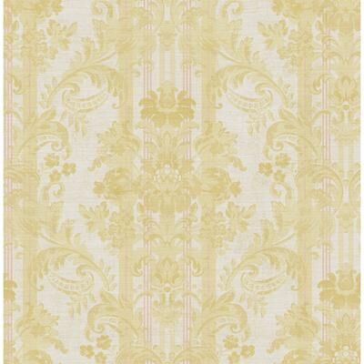 Seabrook Designs Enora Striped Damask Unpasted Wallpaper