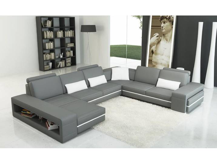 Xlmoebel Wohnlandschaft Ledersofa U-Form in modernem Design mit hoher Funktionalität, Ecksofa, Hergestellt in Europa