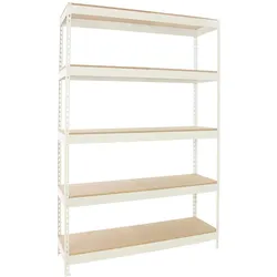 Proregal Schwerlastregal EXTREM WOOD YETI FIVE | HxBxT 300x120x45cm | Fachlast 400kg | Weiß