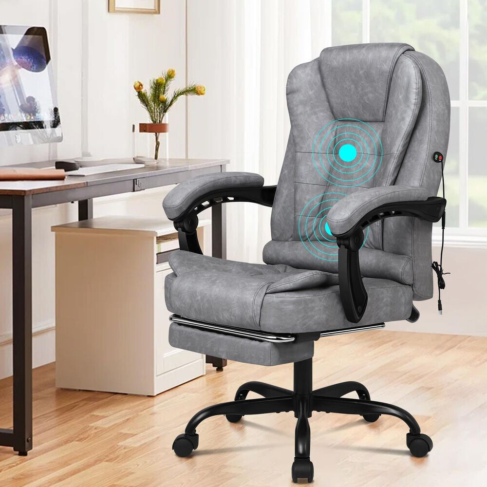 Rebrilliant Executive Chair with Headrest Faux Leather/Grey 109cm H X 72cm W X 49cm D