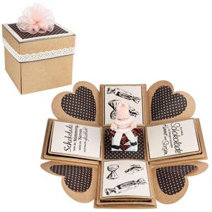 Ideen-mit-Herz Geschenkbox Überraschungsbox, braun, 12,5 x 12,5 x 12,5cm, Kraftpapier, eckig