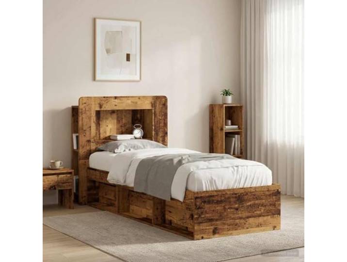 RJPLMFV Bettkopfteil, Holz, antikes Holz Regalaufbewahrung, modernes Design, Wandbefestigung inklusive, einfache Reinigung