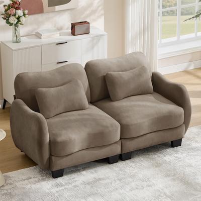 Loedds 2-Seat Chenille Loveseat Sofa with Lumbar Pillows